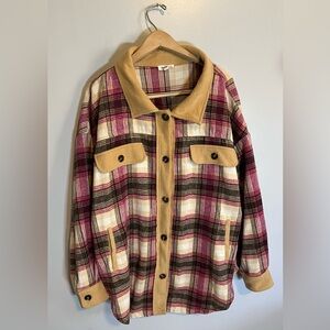 Wool/fleece Plaid Button-Up Shacket